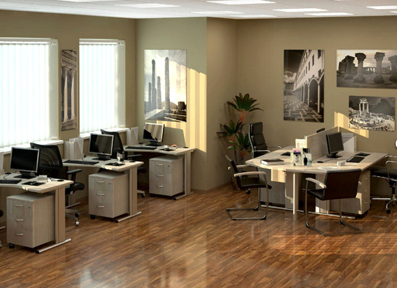 Мебель для персонала: офисные шкафы и столы, прямые и угловые столы на металлокаркасе на заказ